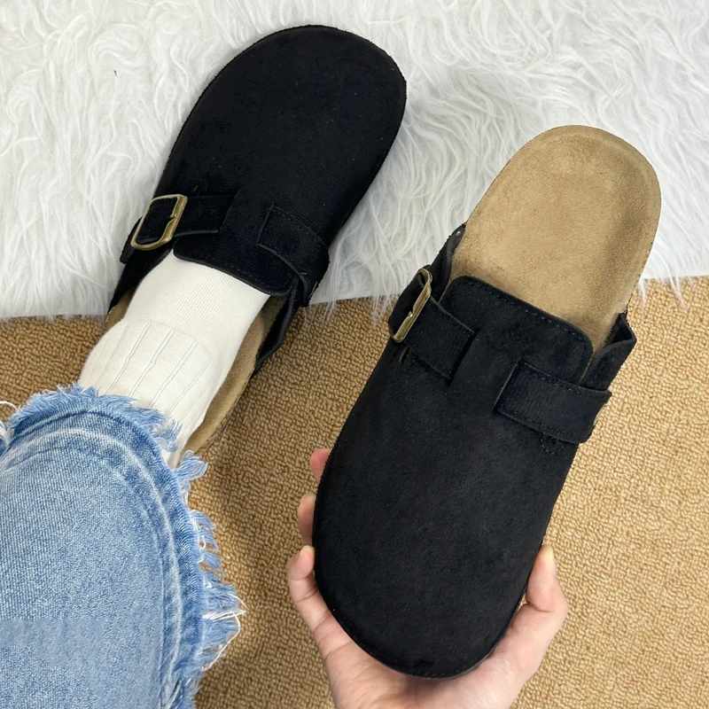 1 Pairs of Women's Casual Closed Toe Flip-flops Summer Outdoor Slippers Couple's Flannel Sandals Comfortable Non-slip Slides