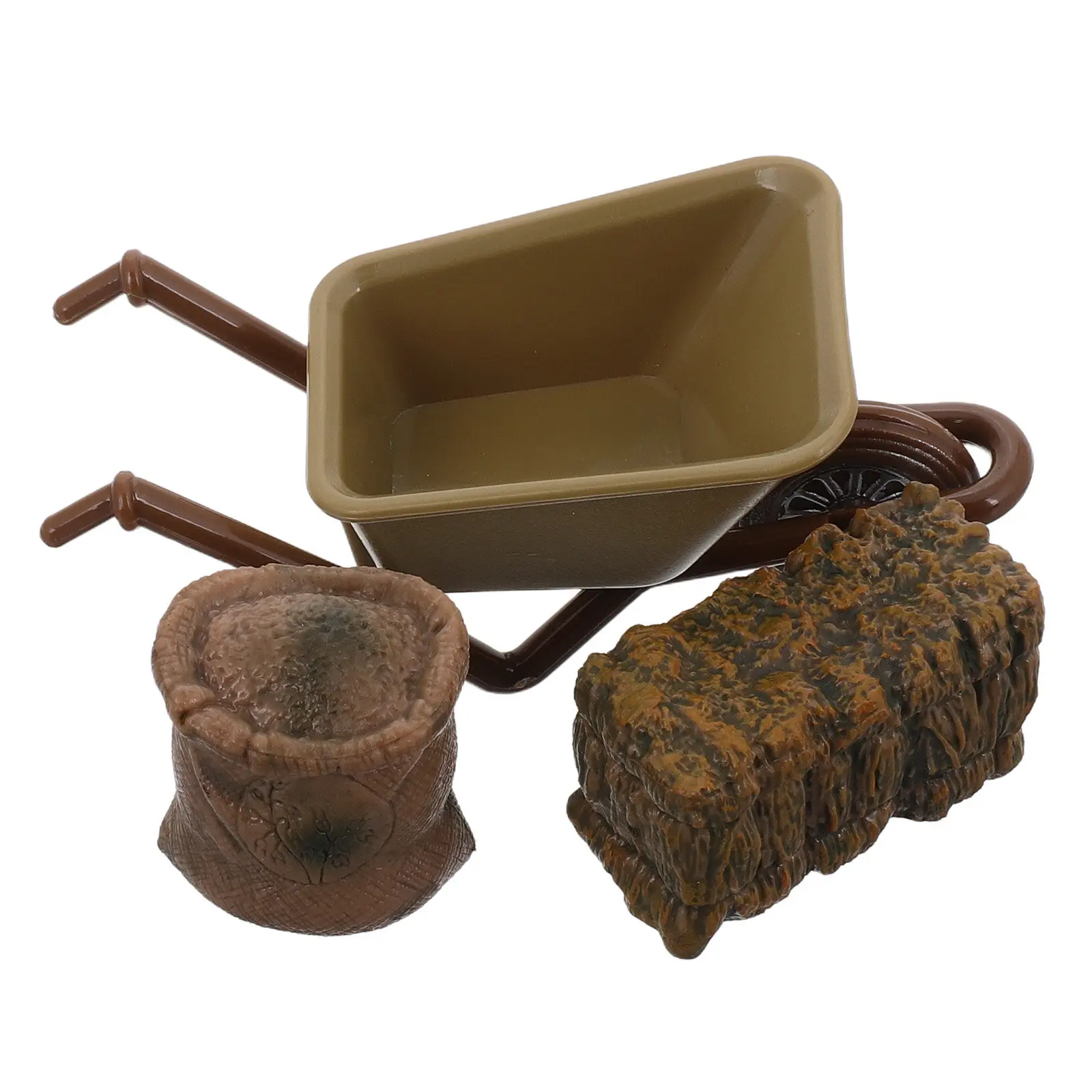 

1Set Farm Tools Set Miniature Micro Landscape Cart Cart Hay Creative Play Decoration Accessories Simulation Craft Micro