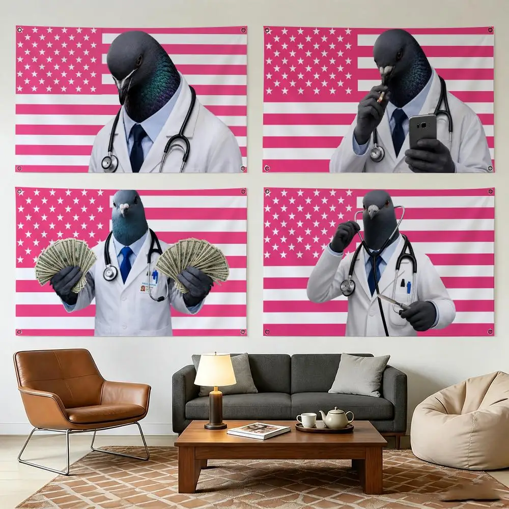 Doctor P-pigeon Cute Flags Durable Outdoor Indoor Festive Decoration Classic Design Wall Room Banner