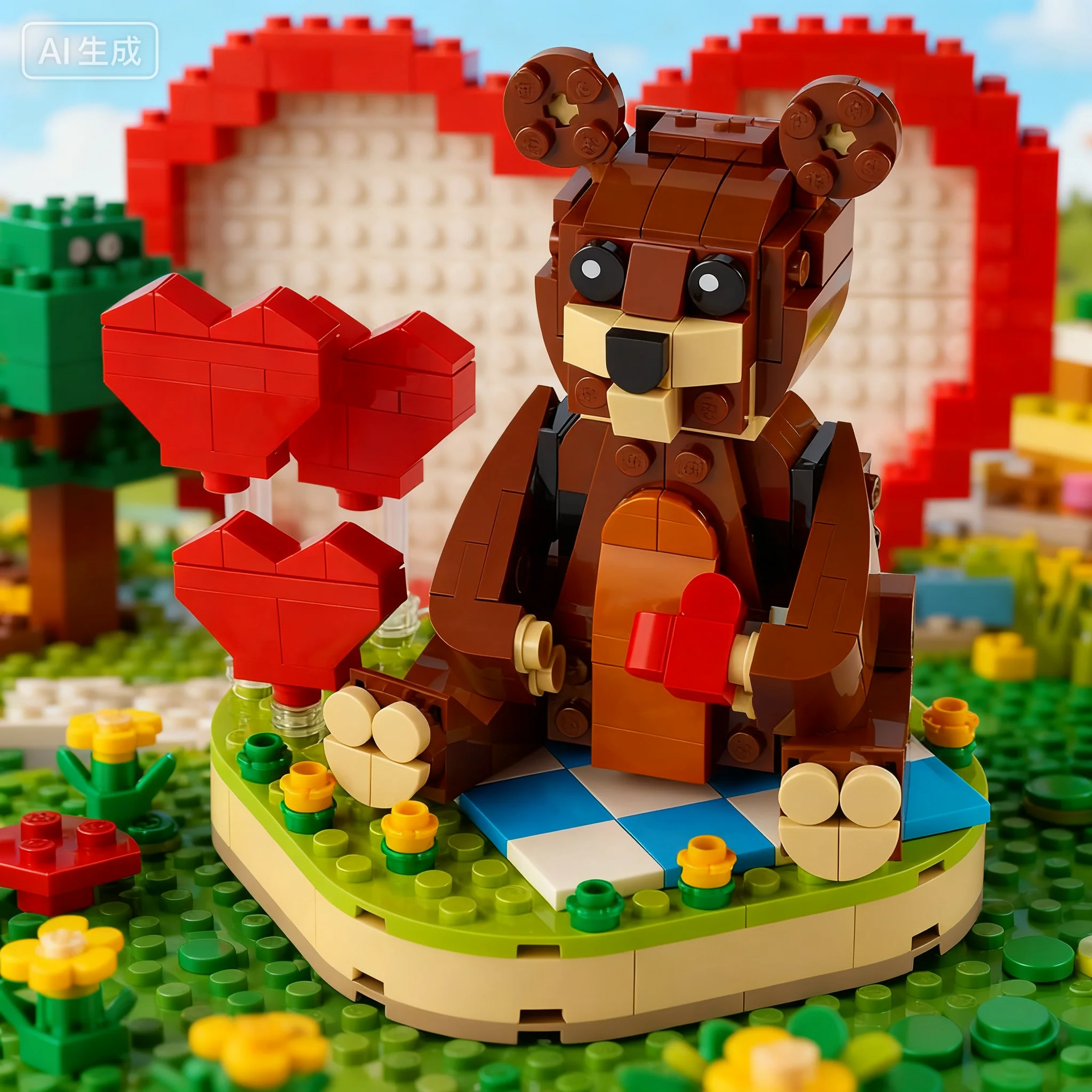 Lego Block tête carrée série 40462 saint valentin petit ours garçons et filles Puzzle blocs de construction jouet cadeau