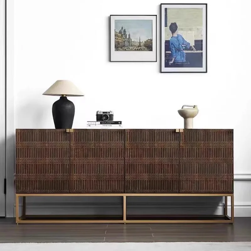 Modern simple living room entrance locker hotel lobby teak tea cabinet villa retro solid wood dining side cabinet