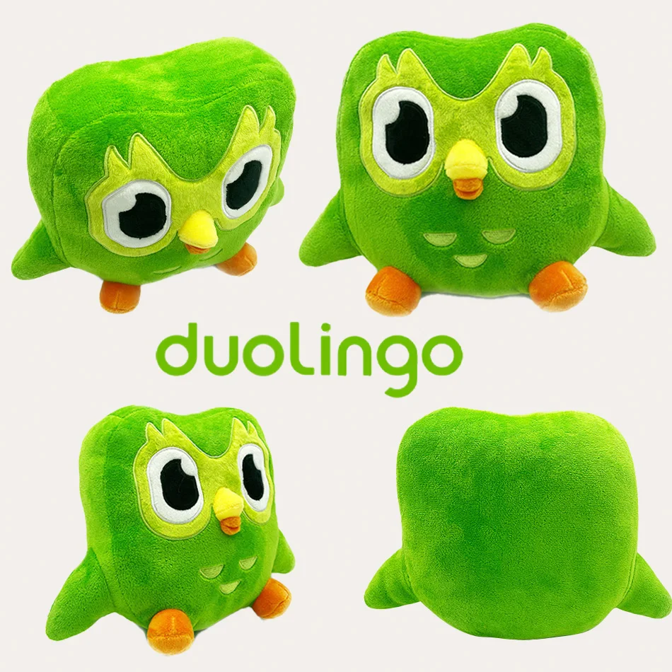 Duolingo الأخضر البومة ألعاب من نسيج مخملي Kawaii بلوشي من Duo البومة الكرتون أنيمي البومة دمية لينة محشوة الحيوان الأطفال هدية عيد ميلاد
