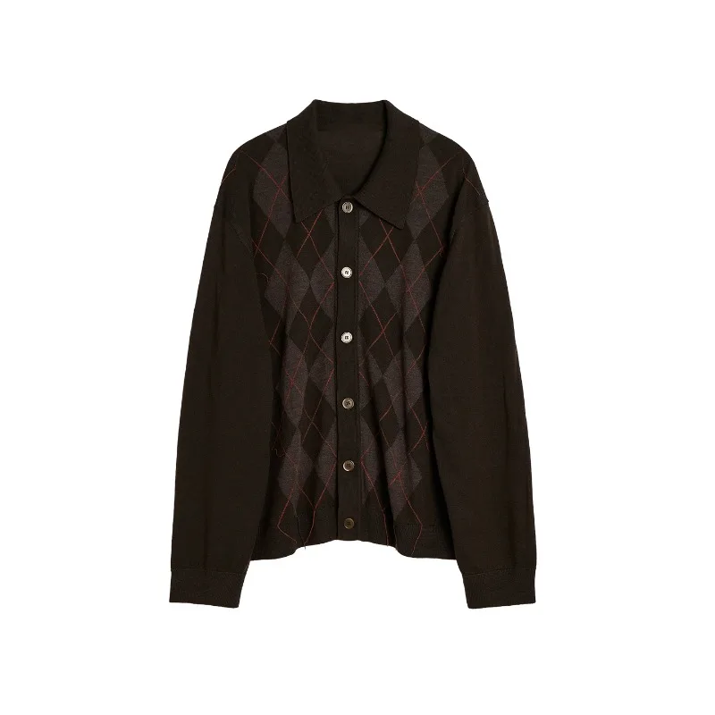 High Street Our Legacy Plaid Wool Blend Casual Knitted Sweater Men Women Casual Comfortable Cardigan Men's Clothing