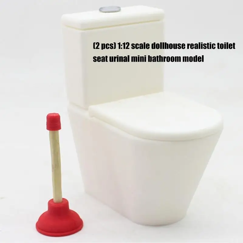 

U13F Realistic Doll House Toilet Drainer Figurine Set 1/12 Bathroom Scene Decoration Creative Craft Model Project Kits
