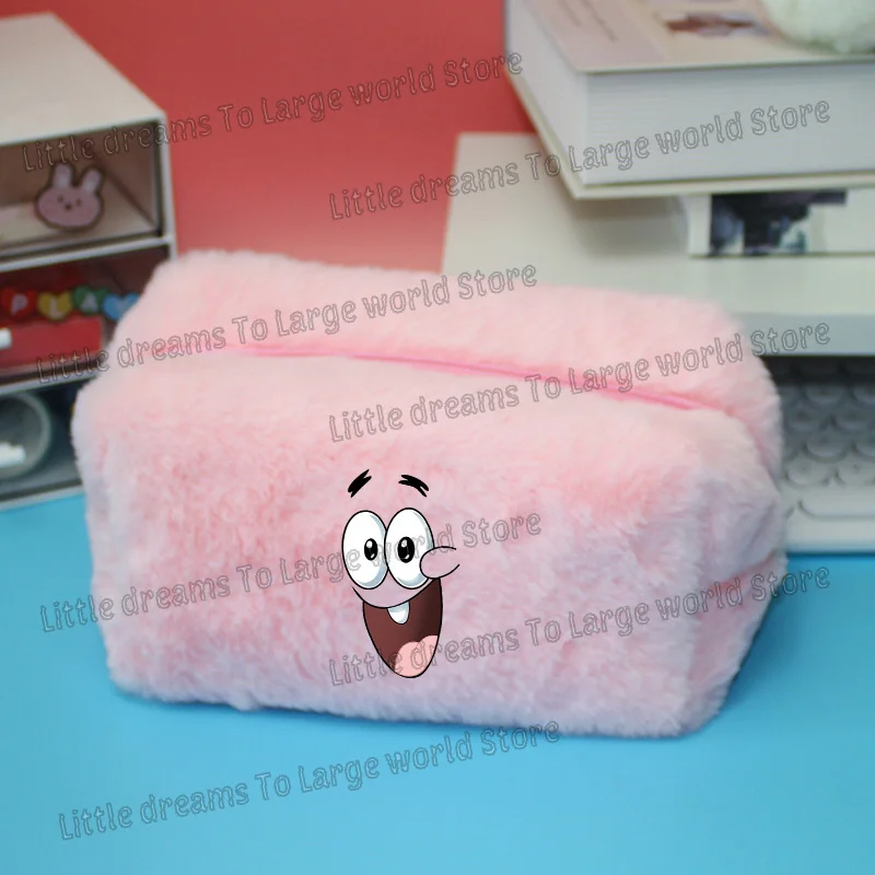 SpongeBobs Cosmetic Bag Large Capacity Anime Expression Printed Pencil Bags Women Girls Soft Square Makeup Storage Pouch Gift