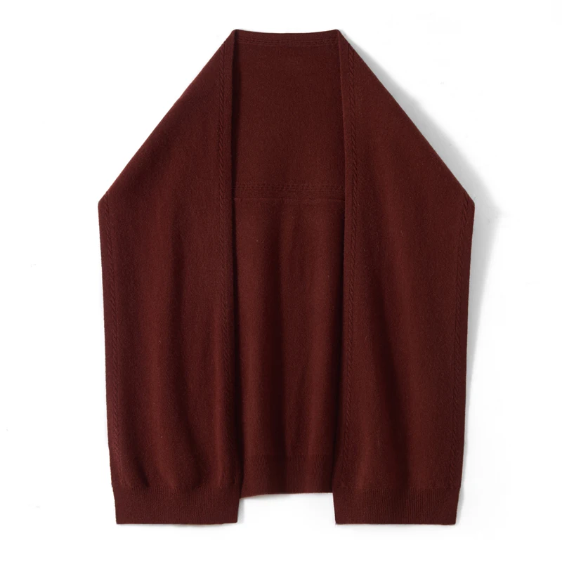 

Женская базовая шаль из 100% мериносовой шерсти, вязаная, весна-осень, с узором косички, однотонная, мягкая, теплая, качественная одежда, топы