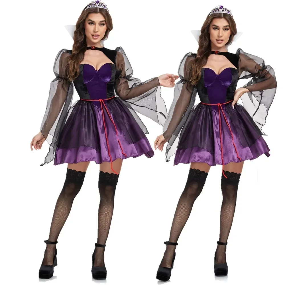 Halloween Cosplay Vampire Halloween Dress For Women Ghost Bride Gothic Costume Count Maleficent Carnival Outfit Witch Clothes