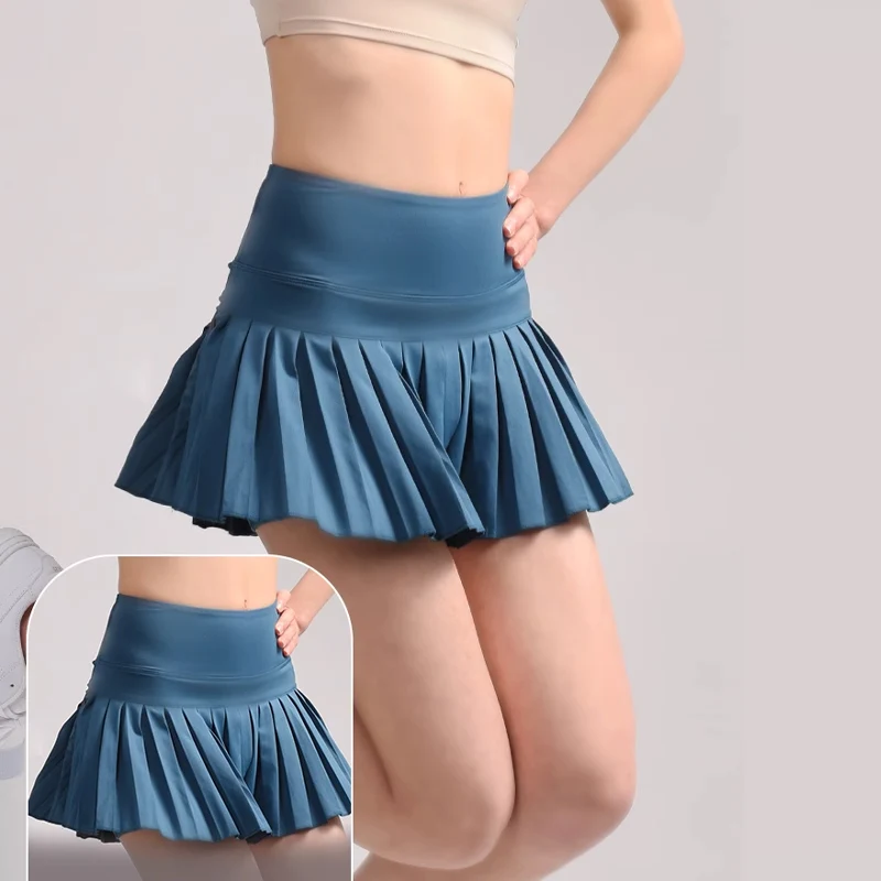 

Летняя спортивная юбка для бега, женская двойная плиссированная юбка с высокой талией, теннисная юбка для фитнеса