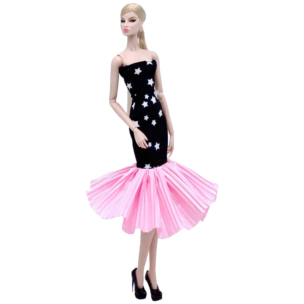 

NK Official 1 Pcs Black Dress Fashion Doll Mermaid Dress 11.5 Inch Dolls Clothes Outfits Ballet Party Outfit 1/6 Doll Gown