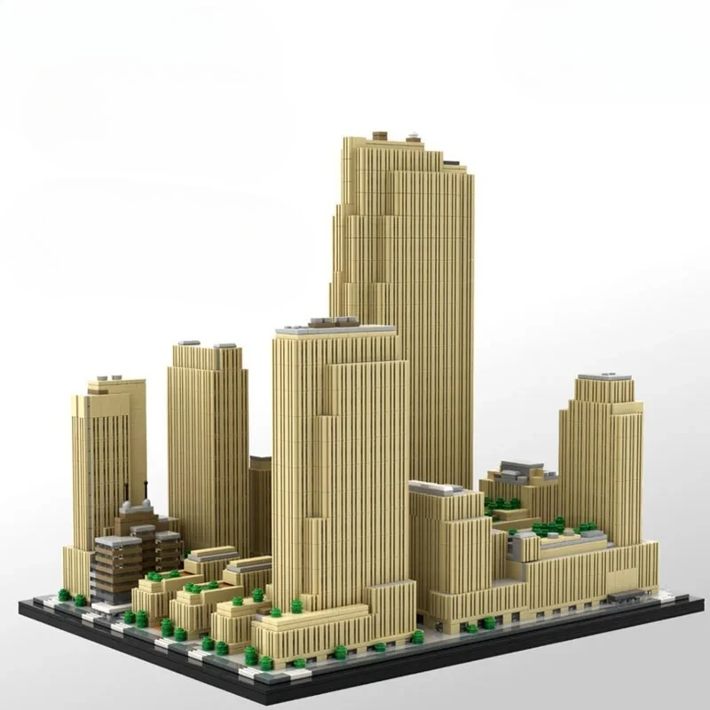 MOC 1:800 Rockefeller Center Square Bausteine New York Wolkenkratzer Stadtbild Architektur Spielzeug Für Kinder Geburtstag Geschenke
