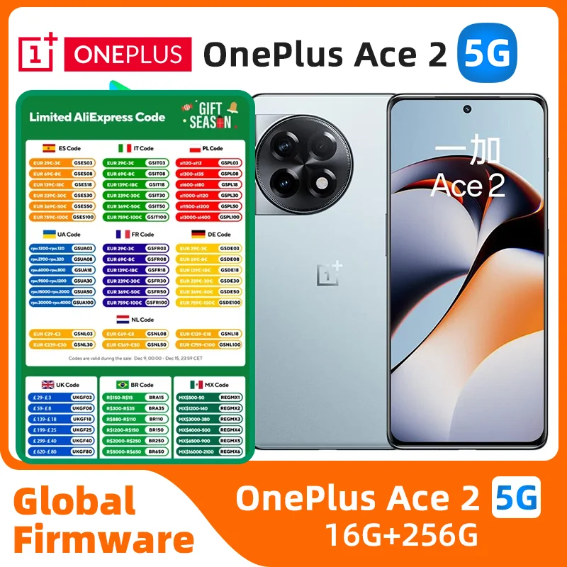 OnePlus-Ace 2 celular global ROM 5G, 6.74 Polegada, 3D AMOLED, Snapdragon 8 +, Octa Core, 50MP câmera tripla, original