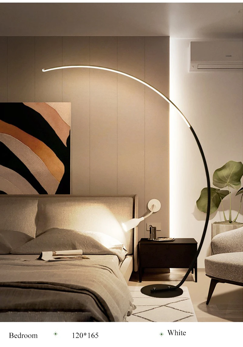 Nordic LED Corner Floor Lamp Simple Black White Floor Light For Dining Room Living Room Bedroom Study Home Decor Stand Light