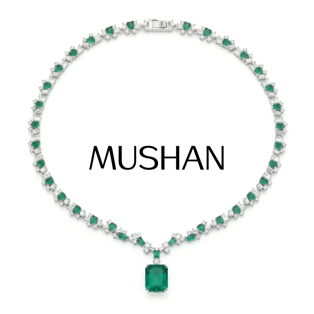 MuShan Jewelry 925 Sterling Silver Necklace Designer HCD Gemstones High Carbon Diamond 925 Sterling Silver Necklaces Accessories