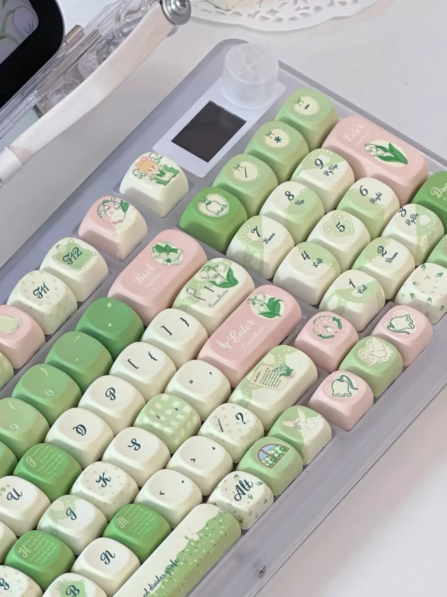 Imagem -05 - Keycap Tema Verde Caps Teclado Mecânico Perfil Xoa Pbt 5-sided Sublimação de Calor Bonito 131 Chaves