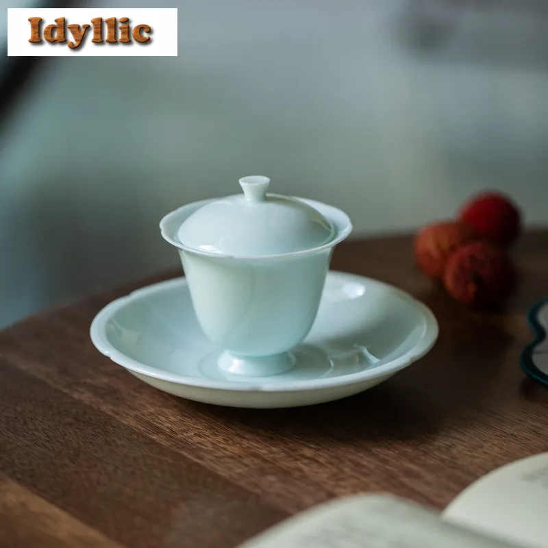 ضبابي الأزرق وعاء تحمل حامل زن Teaware صينية الجافة فقاعة الجدول صينية الشاي الوقايات الصينية الشاي أدوات المائدة الفاكهة طبق للوجبات الخفيفة الحرفية