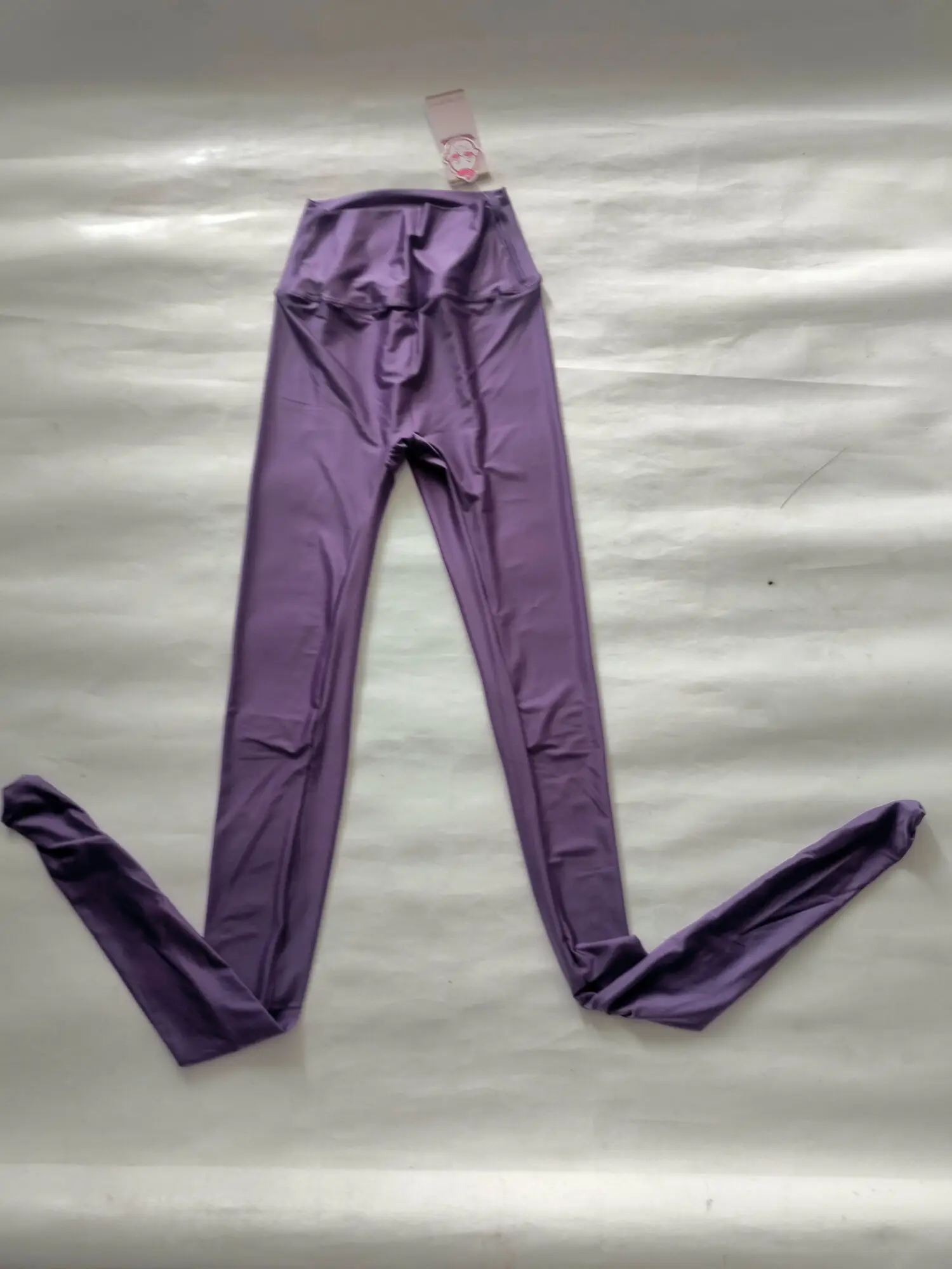 Calças justas finas brilhantes de seda para mulheres, leggings de cintura alta, meia-calça fina, calças esportivas, calças ioga