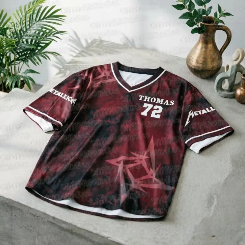 2026 Summer Metallica 72 Baseball Shirt 3D Printed Rock Band Fan Home Style Breathable Quick Drying Short Sleeved Shirt