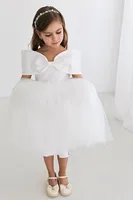 White Off Shoulder Flower Girl Dresses for Weddings Princess Tulle Birthday Party Short Dress First Communion Baptism Gowns
