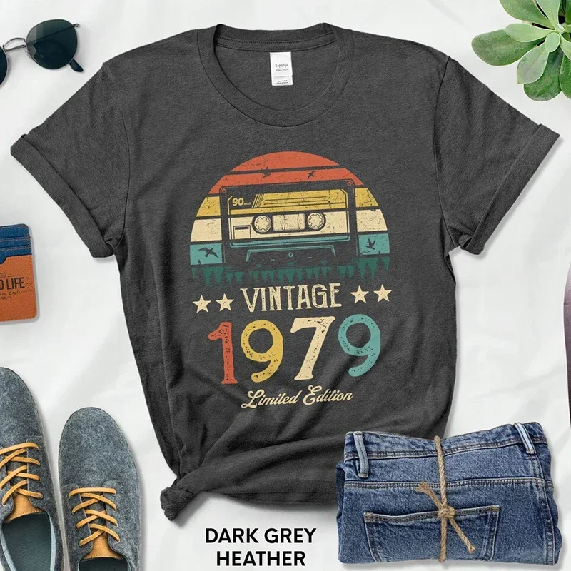 Magnetic Tape Vintage 1979 Limited Edition Woman Tshirts Retro 46th 46 Years Old Birthday Party Gift Femme T Shirts  Fashion