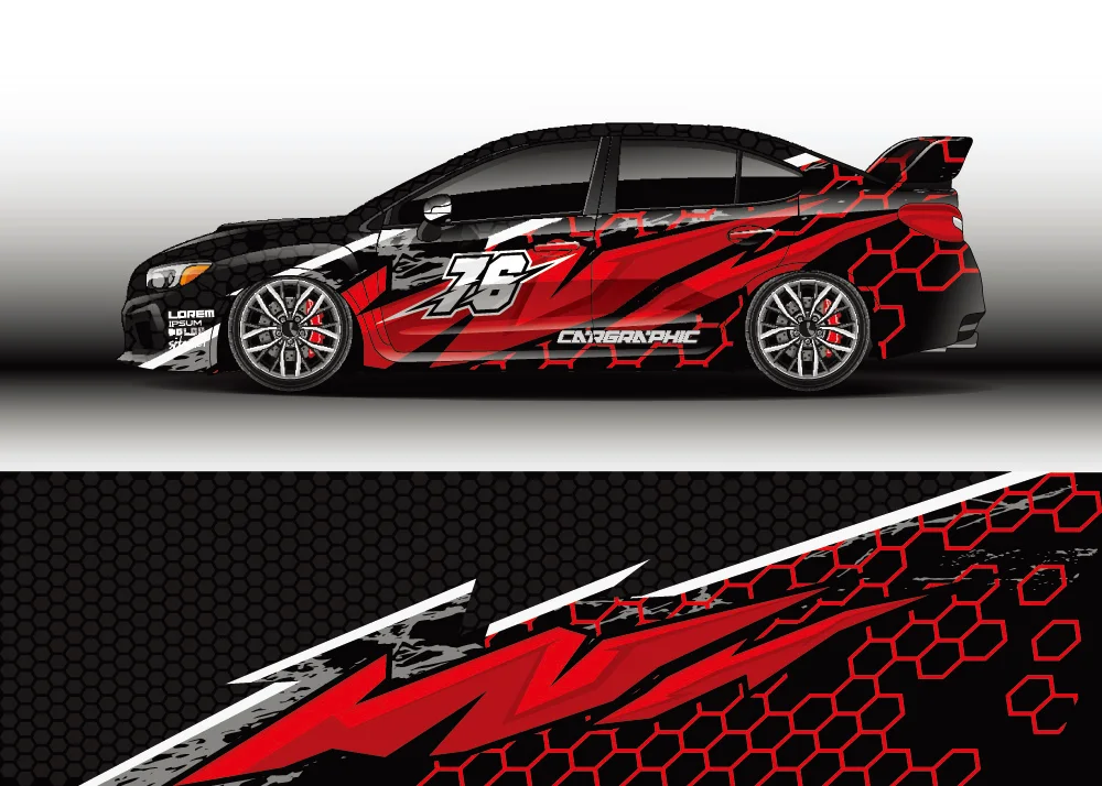 

Racing Car Graphic Decal Full Body Vinyl Wrap Modern Design Vector Image Car Full Wrap Sticker Decorative Car Decal Cut