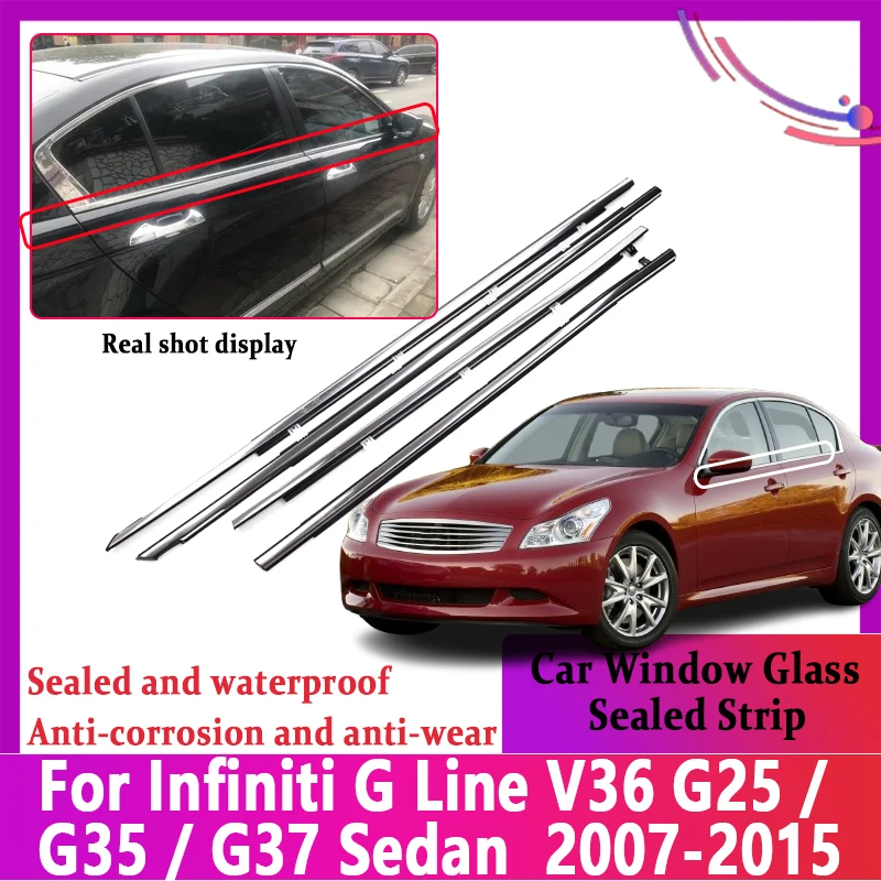 Bande d'étanchéité pour vitres de voiture, accessoire pour Infiniti G25, G Line V36 G35 G37 Sedan Maxima, protection chromée stratifiée, joint d'étanchéité