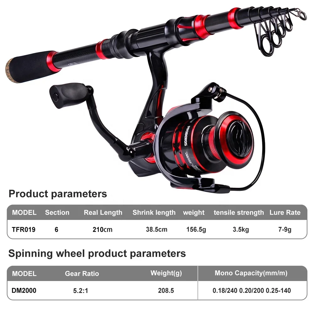 

Fishing Rod and Reel Combo Carbon Fiber Telescopic Pole with Spinning Baitcasting Reel Kits Bass Fishing Tackle Set