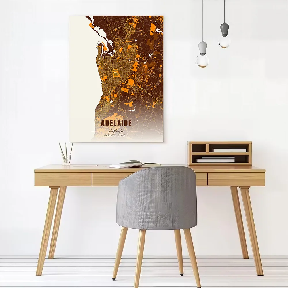 Adelaide Australia Map Art Printed Canvas Poster Personalized High Quality Wall Art Paintings for Modern Home Decoration Bedroom