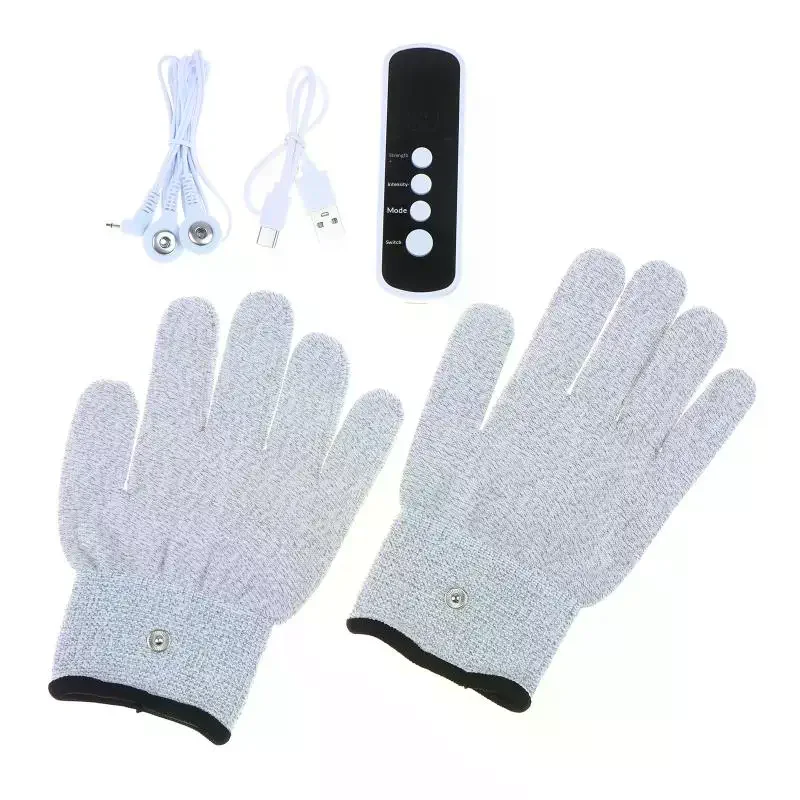 Micro Current Therapy Massage Electric Shock Gloves Stimulate The Fingers In The Hands To Unblock Meridian Massage Equipment