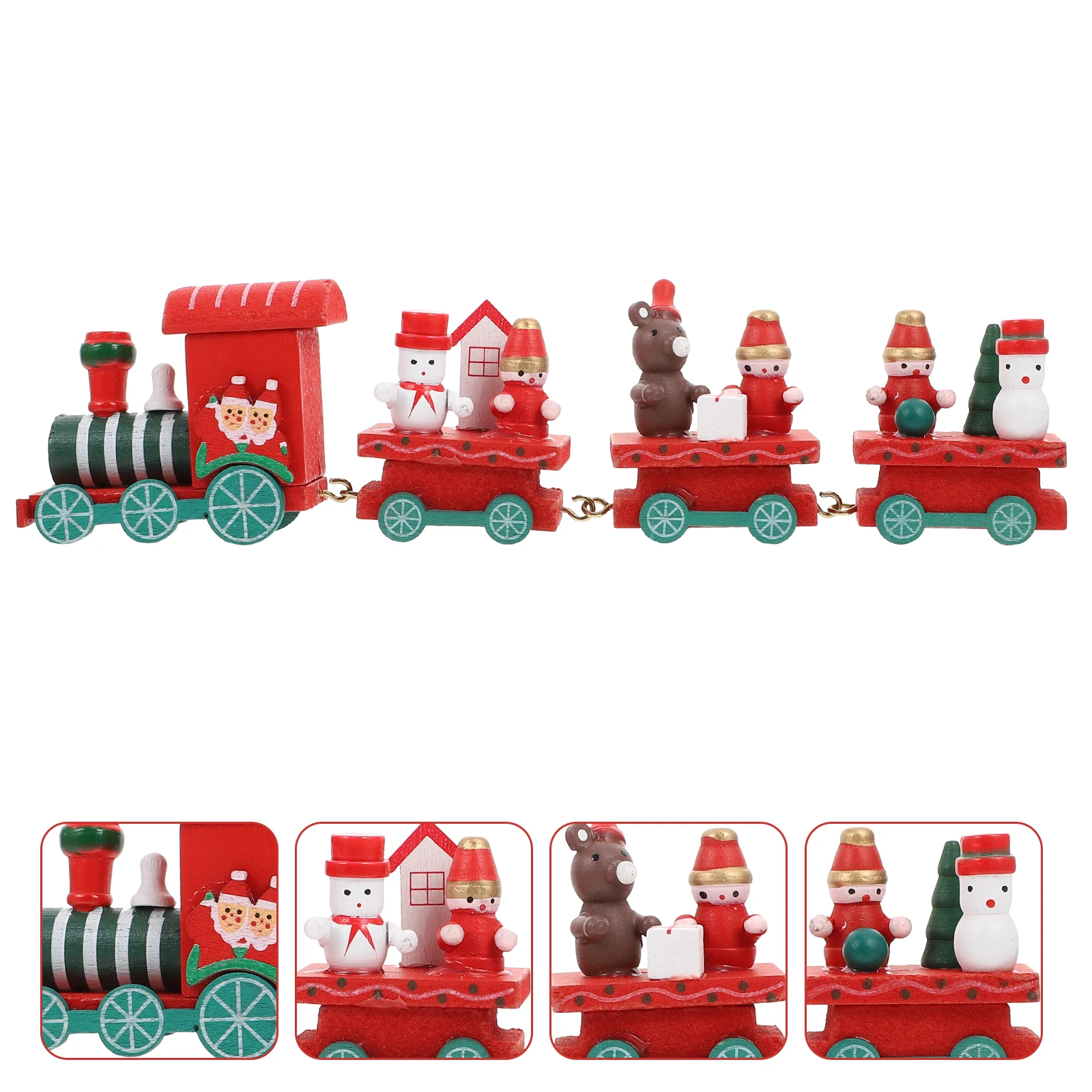 Train en bois, Mini ornements de noël, fournitures de jouets détachables, décor artisanal pour tout-petits