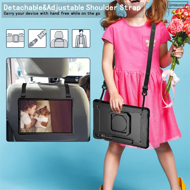 

Для Samsung Tab S7 S8+ S9 S10 FE+ Plus S11 11-дюймовый SM-X730 SM-X620 X820 Чехол-подставка с ремешком для планшета Противоударный Armor Funda