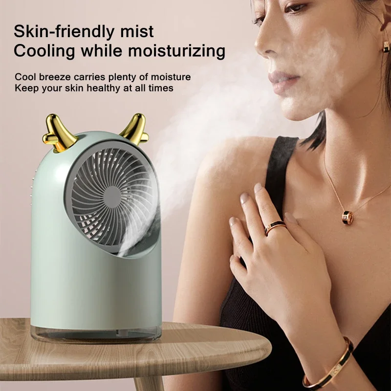 Ventilateur de Brouillard d'Eau Rechargeable par USB, Pulvérisateur d'Air Électrique Portable, Refroidisseur à 3 Vitesses Réglables, Brume de Glace Silays euse, Indispensable pour le Bureau et la Maison