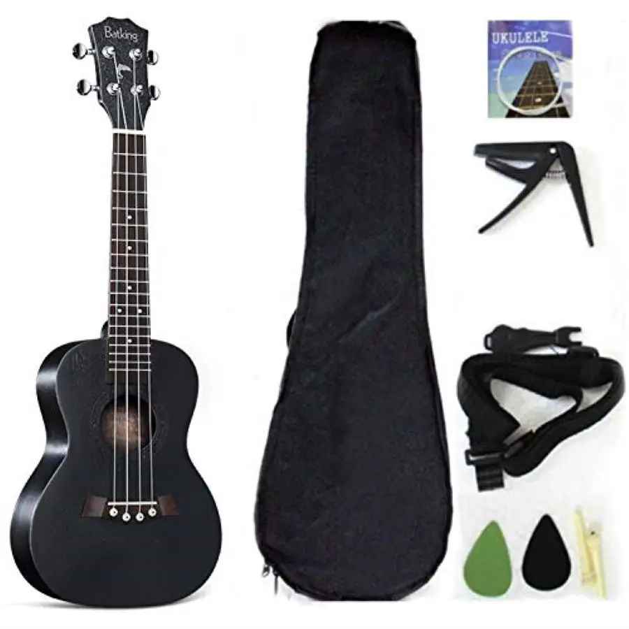 Ukulele Accessories with Ukulele Solid Top Mahogany With Gig Bag,Strap,Nylon String,Electric Tuner,Picks