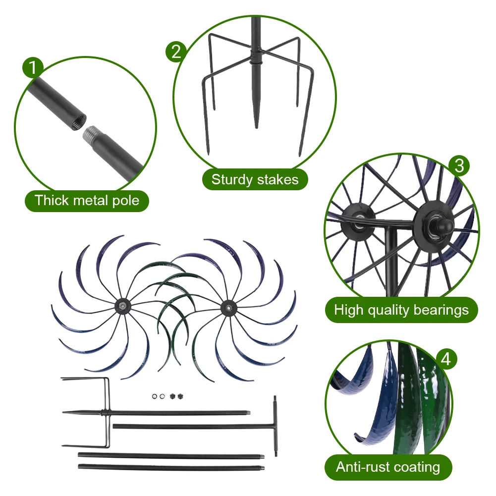 

Rainbow Color Windmill Double-Layer Iron Windmill Public Craft Windmill for Yard Decoration Accessories Tool