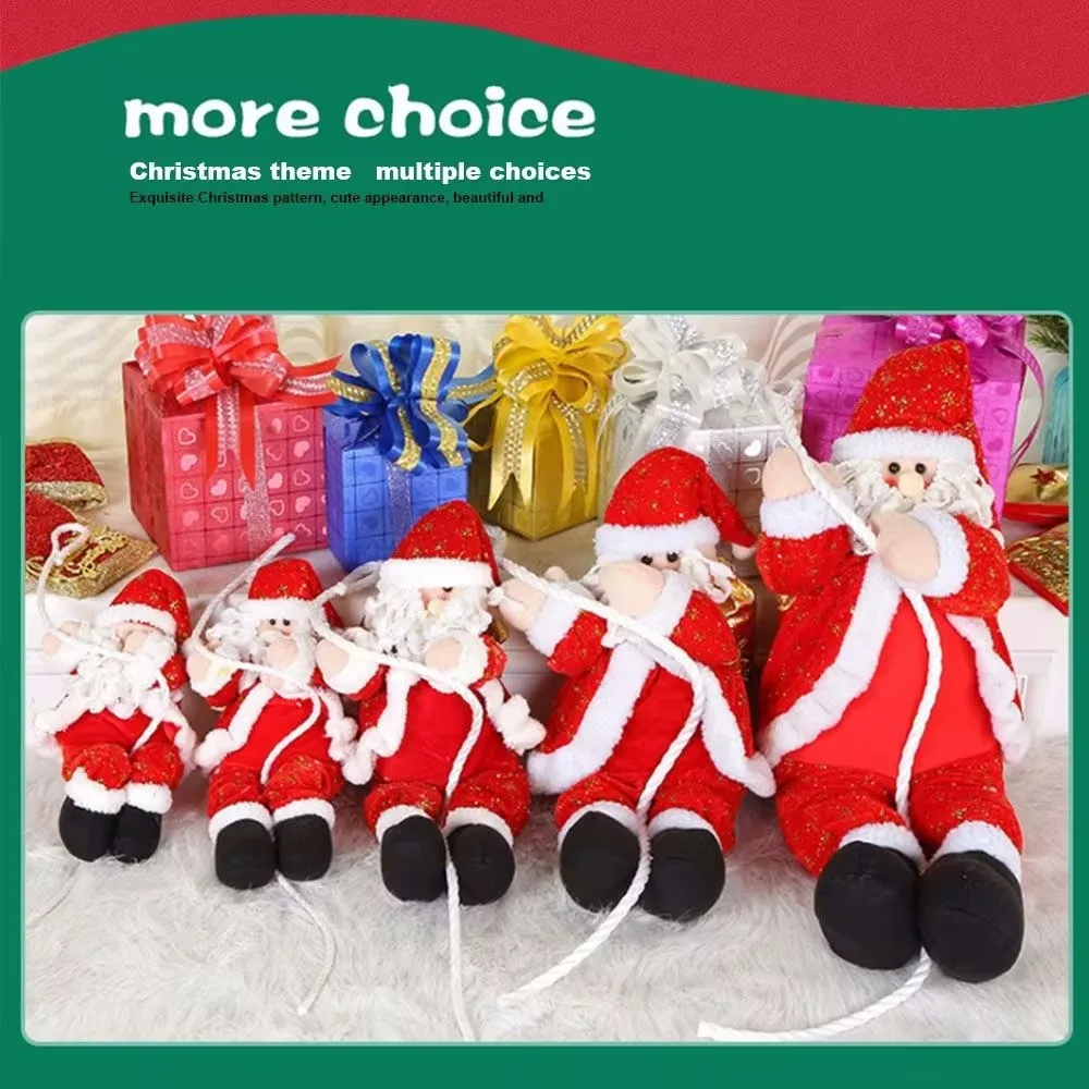 Cartoon Santa Doll Pendant Christmas Tree Decorations Funny Santa Claus Climbing On Rope Plush Doll Toy For Home Wall Window