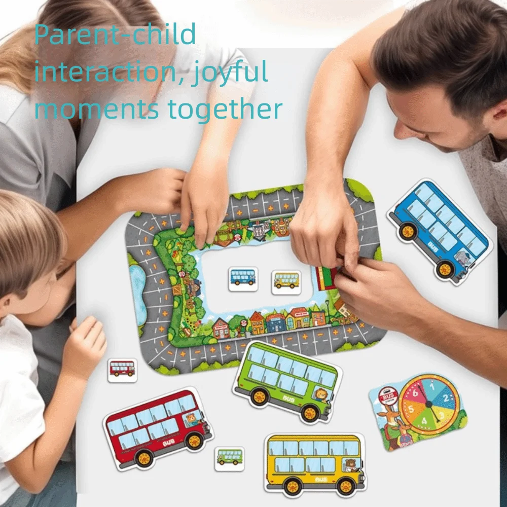 Jeu d'arrêt de Bus Animal de dessin animé, jeu de table multicolore, jeu de société Parent-enfant, jouets éducatifs, thème de transport