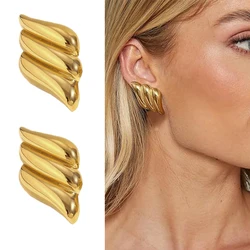 Geometric Hollow Earrings For Women Fashion Elegant Gold Color Stainless Steel Irregular Heart Stud Nail Earring Jewelry gift