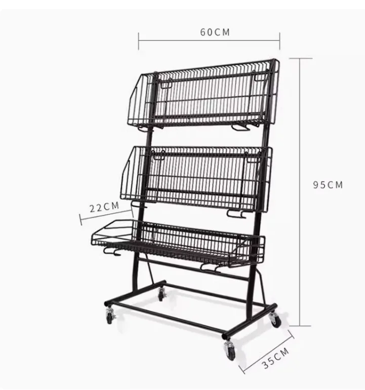 Supermarket associated display car mobile promotion car beverage fruit display display rack three-layer display props