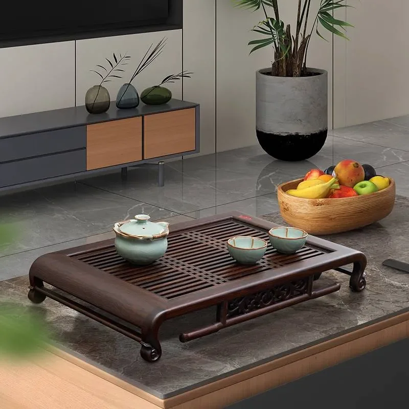 Ebony Red Sandalwood Kung Fu Tea Set with Solid Wood Drawer Water Storage Tray Elegant Design for Traditional Chinese Tea