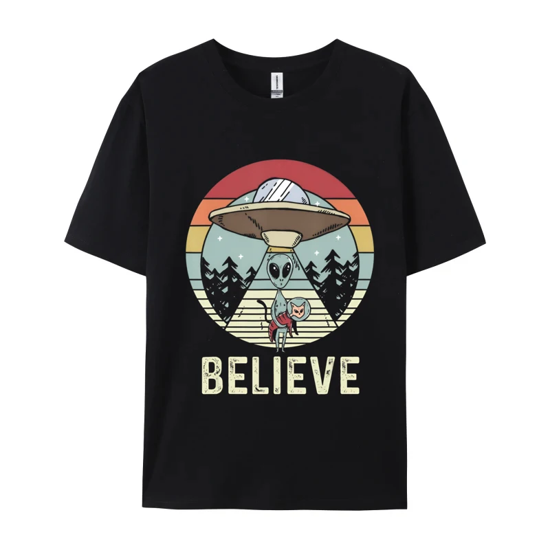 

Retro American T-shirt Alien Frost Cat T-Shirt Believe Prevalent T Shirts 100% Cotton Men Tops T Shirt Normal Tee Valentine Day
