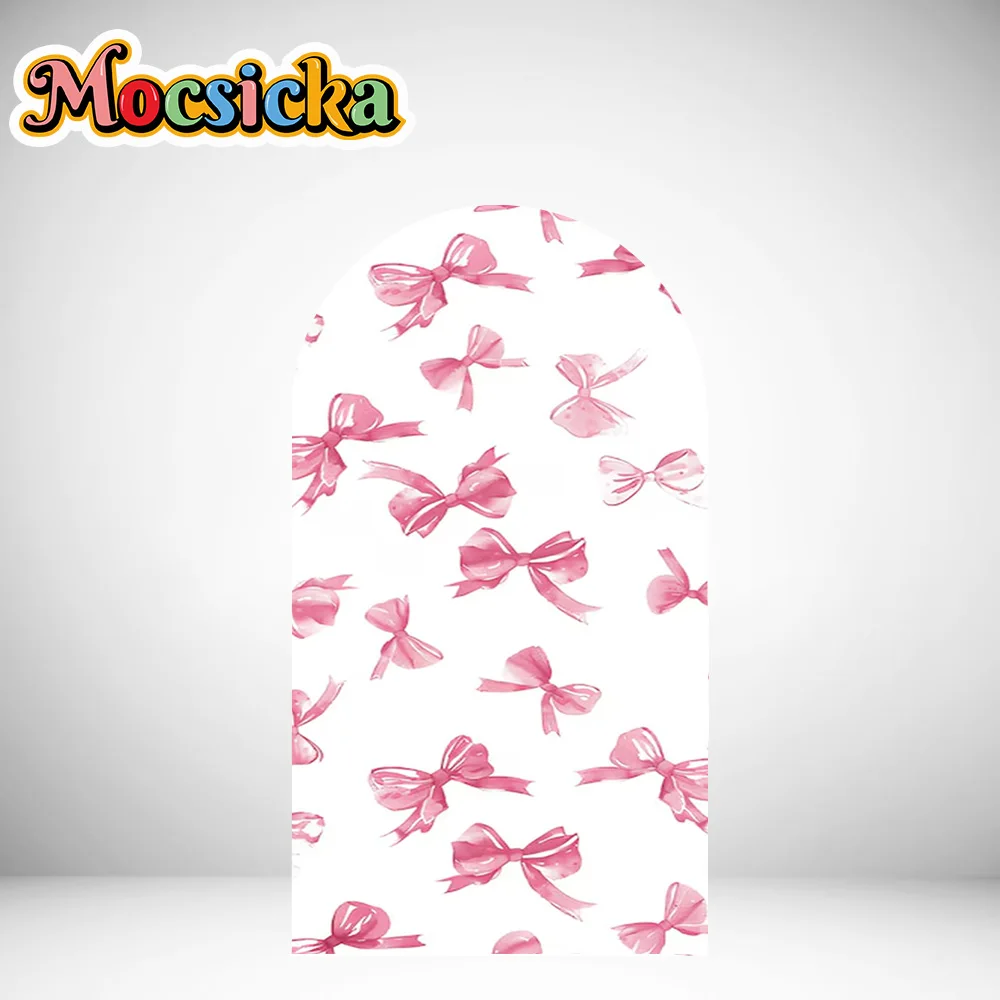 Mocsicka cubierta de arco de 2 caras cinta de lazo rosa decoración de cereza telón de fondo arco de Baby Shower pared niño fiesta de cumpleaños foto Banner