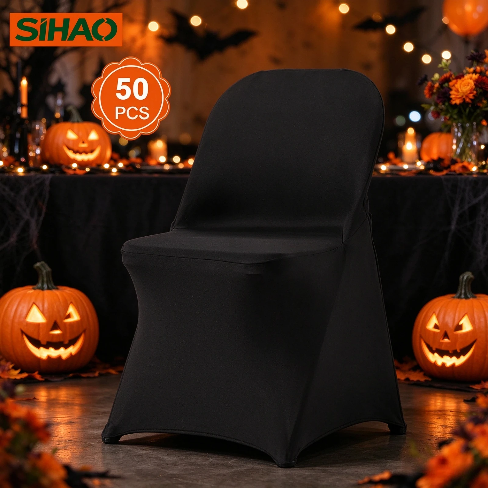 SIHAO 50 to 100 Pack Ivory Elastic Spandex Chair Slipcovers, Detachable Skirt Design, Cold Water Washable Reusable Seat Covers for Wedding Receptions & Banquet Events