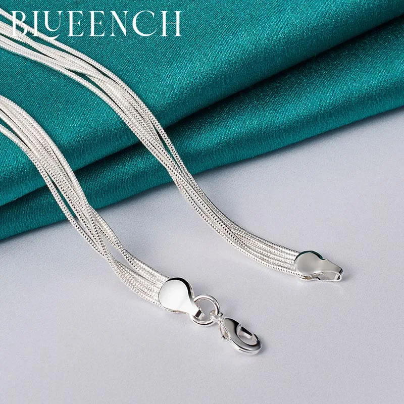 Blueench – collier multi-chaînes en argent Sterling 925 pour femme, bijoux Glamour à la mode, motif serpent, boule brillante, demande en mariage