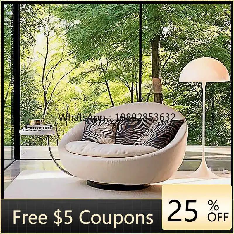 LYY Italian Designer Single Sofa Modern Living Room Lounge Chair Round Swivel Sofa Chair Lazy Sofa