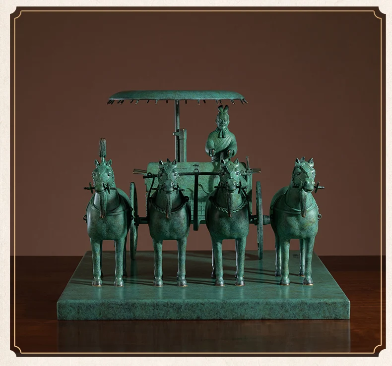 Asia CHINA QIN Royal BING MA YONG HORSE Chariot OFFICE HOME High grade decorative ART bronze carving Sculpture Museum Replica