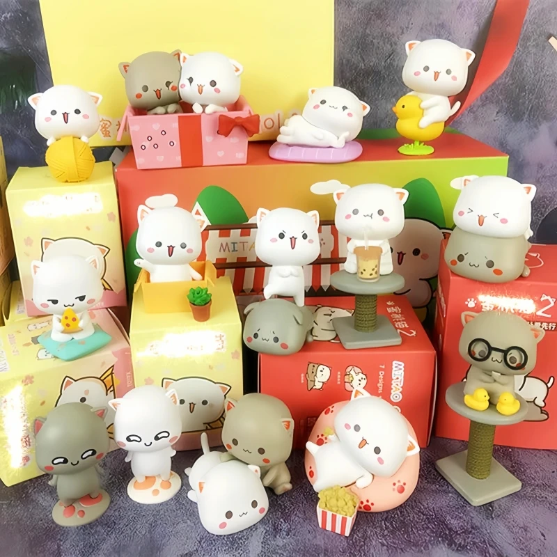 Kawaii Mitao Cat 2 Season Lucky Cat Cheap Cute Cat Blind Box Toys Surprise Figure Cartoon Doll Collect Model Home Christmas Gift