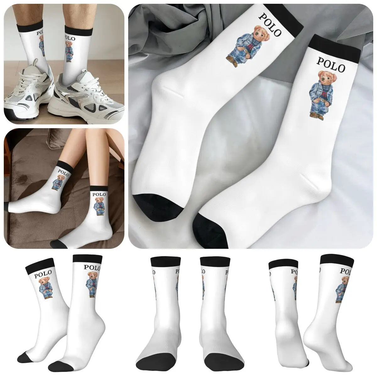 Teddy Bear High elasticity polyester fiber Men and Women printing Socks,lovely Applicable throughout the year Dressing Gift