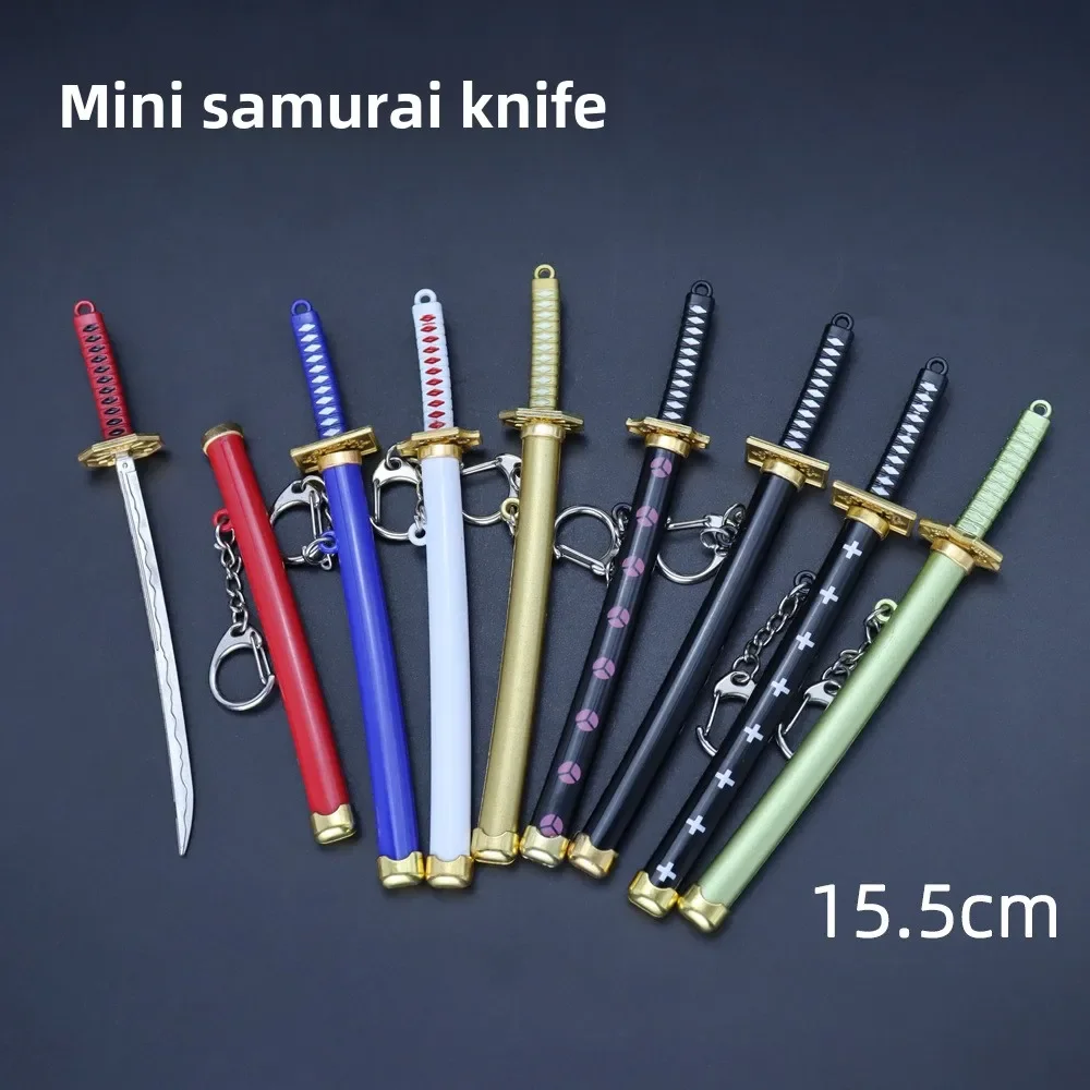 Eight Color Mini Roronoa Zoro Sword Keychain For Men Buckle Toolholder Scabbard Katana Sabre Car Keyrings Gift Key Chains