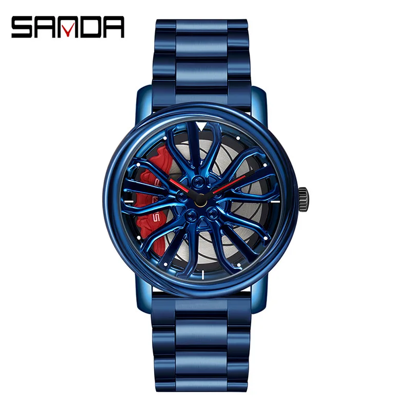 Free Shipping OUTLETSSanda New Fashion Trendy Hollow Quartz Watch1057Steel Belt Men's Personalized Creative Watch