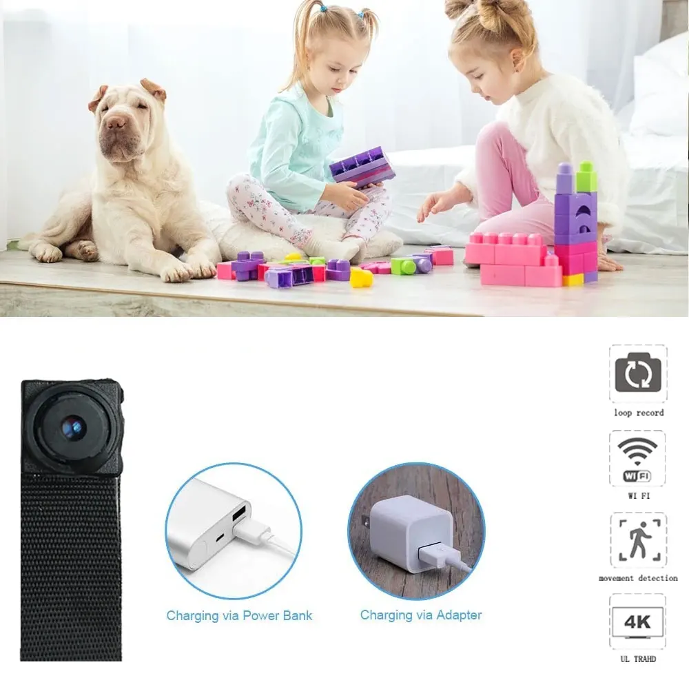 DIY 4K HD Mini Camera WiFi Baby Monitor Indoor Security Monitoring Camera IP Camera Audio Video Recorder