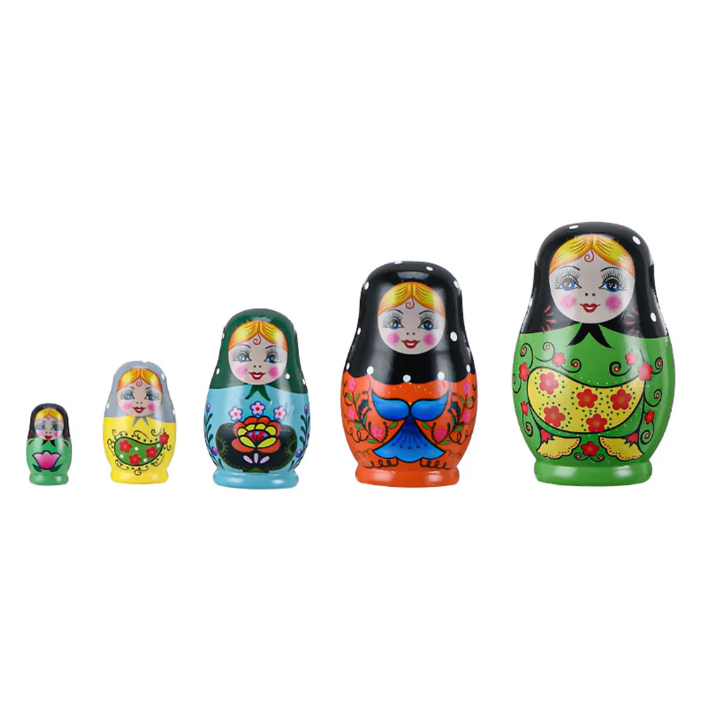 

1Set Russian Wooden Nesting Matryoshka 5 Sizes Traditional Hand Painted Girl Home Decoration Gift for Kids